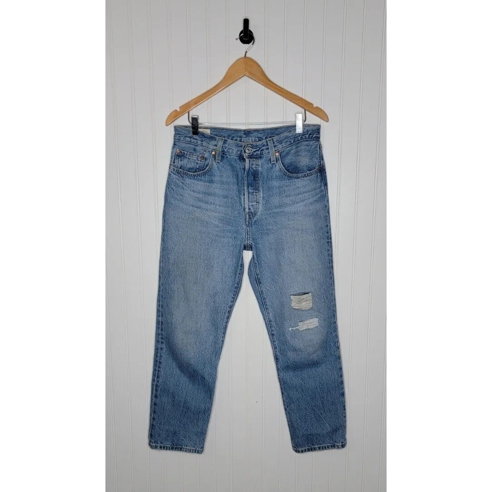Levi's 501 Original High Rise Button Fly Distressed Jeans size Women's Size 28
